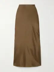 [FRAME] FRAME - Silk-satin Maxi Skirt - Light brown - xx small xx small Brown