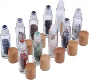 10Ml Roller Bottles for Essential Oils with Crystal Chips, Gemstone Roller Balls