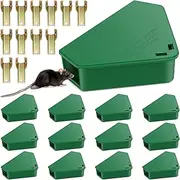 12 Pack Mouse Bait Station with Key - Reusable Rat Bait Stations Keep Rodents Away from Indoor Outdoor, Heavy Duty Mice Stations Box for Rat Poison Bait Blocks, Pet & Child-Safe, Lock & Key Available