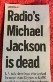OBITUARY MICHAEL JACKSON 1934 - 2022 RADIO LA TALK SHOW KABC HALL OF FAME