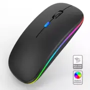 2.4GHz Wireless Optical Mouse USB Rechargeable RGB Cordless Mice For PC Laptop