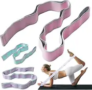 Riwer Yoga Strap Pack of 3 Yoga Band Stretching Strap with 10 Loops, Fitness Stretch Band Highly Elastic Gymnastics Band for Pilates, Dance, Gymnastics, Effective Stretching