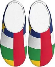 [EdWal] Central African flag print Winter Warm Slippers Indoor Anti-skid Plush Slippers Relaxing at Home for Women Men
