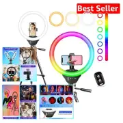 High-Brightness 10'' RGB Selfie Ring Light with Bluetooth Remote for Creators