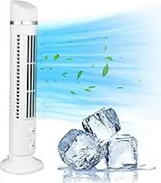 Cuifati Tower Fan for Bedroom, 90° Oscillating Personal Table Fan, 13'' Small Desk Fan 34dB Quiet Standing Bladeless Fans with Light, Portable Cooling Fan USB Desk Fan for Home Office, White