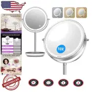 8" Rechargeable Lighted Makeup Mirror - 1X/10X Magnification, Cordless Chrome