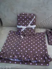 Pottery Barn Teen Tonal Dottie Dot Duvet Cover Twin 2 Ruffle Cases Coffee Mauve
