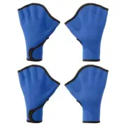 2Pair Swim Gloves Webbed Swimming Gloves Aquatic Fitness Paddles, L, Dark Blue