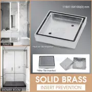 Brass Square 115x115mm Shower Floor Grate Smart Tile Insert Bathroom Waste Drain