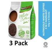 3 X Nutrigold Instant White Coffee 15 Sticks - Hazelnut Flavor | Express Ship