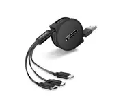 Three On One Multifunctional Data Line Applicable To Iphone Android Type-C - Black