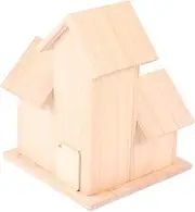 BESPORTBLE Three Rooms Wood Bird Nest with Entrance Birds Hut DIY Decoration for Garden
