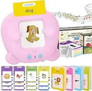 Talking Flash Cards Educational Toy - for Toddlers 3 4 5 6 Year Old Girls Boys, 224 Words Audible Preschool Learning Machine, Early Learning Montessori Sensory Toy Gifts (225-Pink Flash Card)