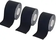 3 Roll Athletic Tape,Adhesive Non-Slip Grip Tape,Sports Tape for Wrapping Exercises Gymnastics,Sports Bandage, Handlebar Handshake Tape, Aerial Hoop Tape(16.4ft x 2 Inch,Black)