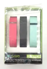 Fitbit Flex Accessory Wristband Bracelet Replacement 3-Pack Pink Black Teal Lg.