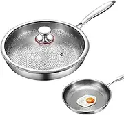Titanium Hammered Pan Pro with Lid, Non Stick Titanium Nutri Pans, Scratch-Resistant, Resistant Non Stick, Even Heating, for Cooking, Heats Quickly, Cooks Evenly (Silver,10.23in/26cm)