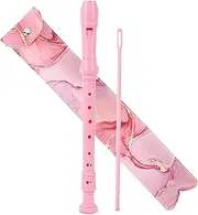 Jasenna Recorder Instrument for Beginner Kids Adults,8-Hole Soprano Descant Recorder Music Flute with with Cleaning Rod & Leather Case For School Student Home Entertainment(2-Pink Splash-ink)