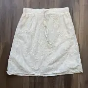 Valerie Bertinelli Women’s Skirt Cream 100% Cotton Lined Drawstring Waist 8