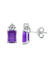 14K 1.20 ct. tw. Diamond & Amethyst Earrings NoSize NoColor