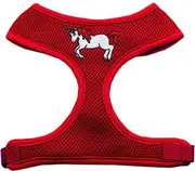 Unicorn Embroidered Soft Mesh Pet Harness Red Medium