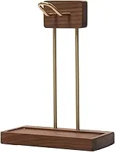 Headset Stand Headset Holder Walnut Wood and Brass Headset Stand Gaming Headphone Display Holder Hanger for Most Headphones Sizes Desktop Headset Holder
