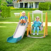 Keezi Kids Slide Swing Set Basketball Outdoor Toys Adjustable Height 140Cm Green