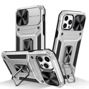 MCC Shockproof iPhone 12 Pro Heavy Duty Case Lens Cover Apple Ring Holder [Silver]