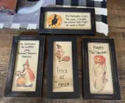 4 NWT Vintage Look Designs by Kathy Witch Halloween Pumpkin Pictures Primitives