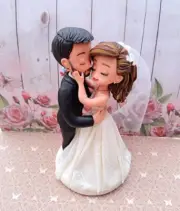 Kiss wedding cake topper bride and groom, romantic wedding cake topper