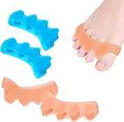 ZWWOGE Pack of 4 Toe Separators, Hallux Valgus Correction, Repeatable Washable Gel Toenail Dividers, Toe Separators for Relaxing the Toes, to Relieve Bunions, Hammer Toes, Hallux Valgus (Blue + White)