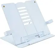 Book Stand Document Holder Heavy Duty Metal Reading Stand Black for Book Magazine Menu iPad Music Score Speech Draft with 6 Adjustable Positions (White)