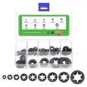 188Pcs Internal Tooth Washers Assortment Kit, 65Mn, 9 Size, Black