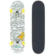 Meow Sticker Pile Complete Assembled Skateboard 8"x32" - White