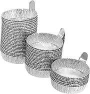 HOMSFOU 50pcs Aluminum Foil Weighing Dish Tin Foil Pans Oven Trays Mini Pie Tins Weighing Plate Aluminum Container for Weighting Sample Pan Gram Scale Food Trays with Lids Plate Jam Silver