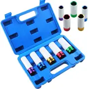 5 PIECE 1/2 INCH DEEP IMPACT WHEEL NUT SOCKET SET - (15-22 mm)