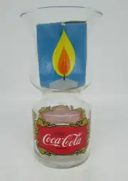 Vintage NOS 1970s Libbey Coca Cola Hurricane Glass Votive Candle Holder Coke