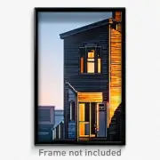 Pixel Art Poster - Sharp Shack Tenement (8 Bit Psychedelic Video Game Print)