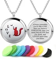 [GFONDINGD] Aromatherapy Essential Oil Diffuser Necklace Tree of Life Pattern Stainless Steel Locket Pendant