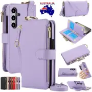 For Samsung A16 A55 A15 A14 A54 A13 A52 Leather Zip Wallet Case Flip Cover Strap