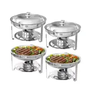 5QT Chafing Dishes Buffet Set 4 Pack, Stainless Steel Round Chafing Dishes wi...