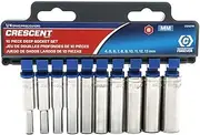 Crescent 1/4-inch Drive 6 Point Deep Metric Socket 10-Pieces Set
