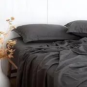 Hyaline Home Bamboo Sheets, 55% Bamboo Viscose 45% Pure Cotton., Charcoal, Queen