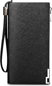 Men's Leather Wallet Large Capacity Coin Purse, Compartment and 26 Card Slots Long Wallet, Elegant and Stylish Long PU Leather Wallet Multi-Slot Leather Men's Wallet,Black