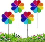 Garden Wind Spinners | Wind Spinners for Yard and Garden - 4X Shiny Reflective Ornament Multi-Colored Pinwheels Bird-Proof for Farmhouse Backyard Lawn