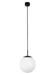 Dusk 1 Light Small Exterior IP44 Pendant in Matte Black with Opal Acrylic Shade