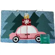 Holiday Living Door Mat Rug Hooked Rustic Accent Welcome Christmas Tree 18x29NEW