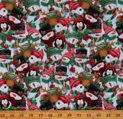 Cotton Snowmen Reindeer Penguins Christmas Fabric Print by the Yard D405.66