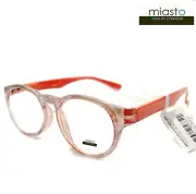 ~2 PAIRS~ MIASTO ROUND PREPPY READING GLASSES (GALM ORANGE WHITE) +1.25 TAIWAN