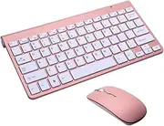 2.4G Wireless Keyboard and Mouse Ultra Thin Portable Mini Keyboard Kit Rose Gold Compatible with Laptop and Tablet for Use