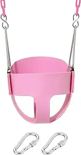 Take Me Away Pink Swing Seat - Toddler High Back Full Bucket Swing - with Plastisol Coated Chains - Swing Set Accessories